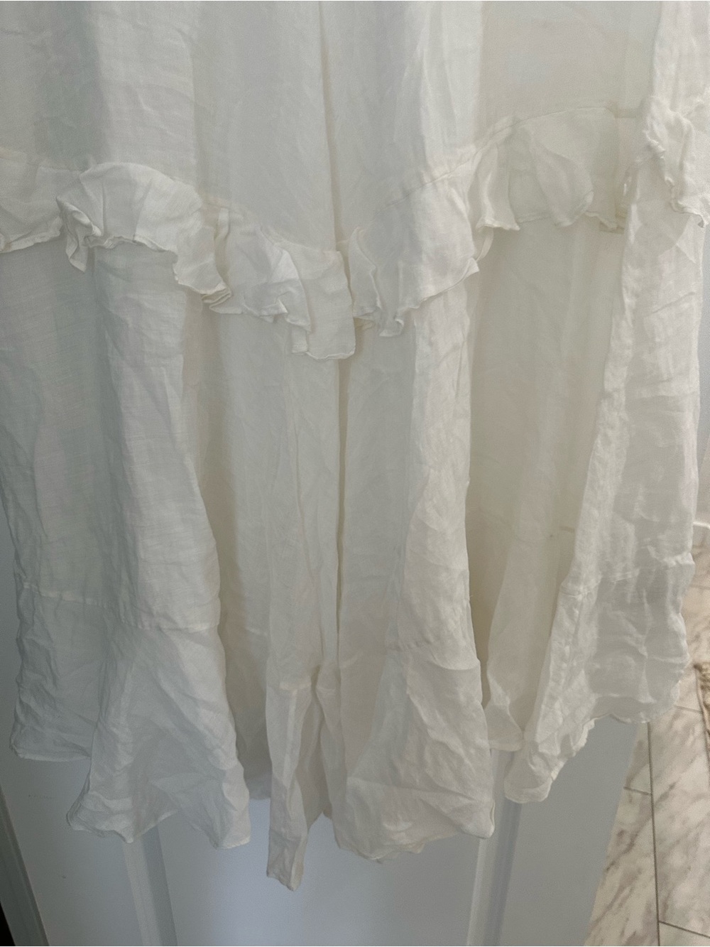 Zimmermann Cream Ruffled Tiered Maxi Dress- No Slip